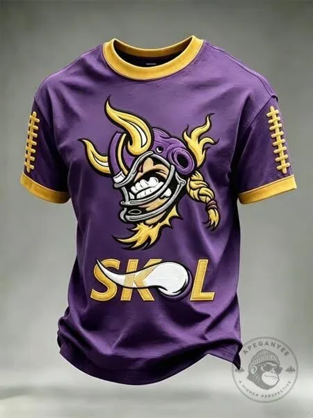 Minnesota Vikings Skol Football Team Purple and Gold Short-Sleeve T-Shirt
