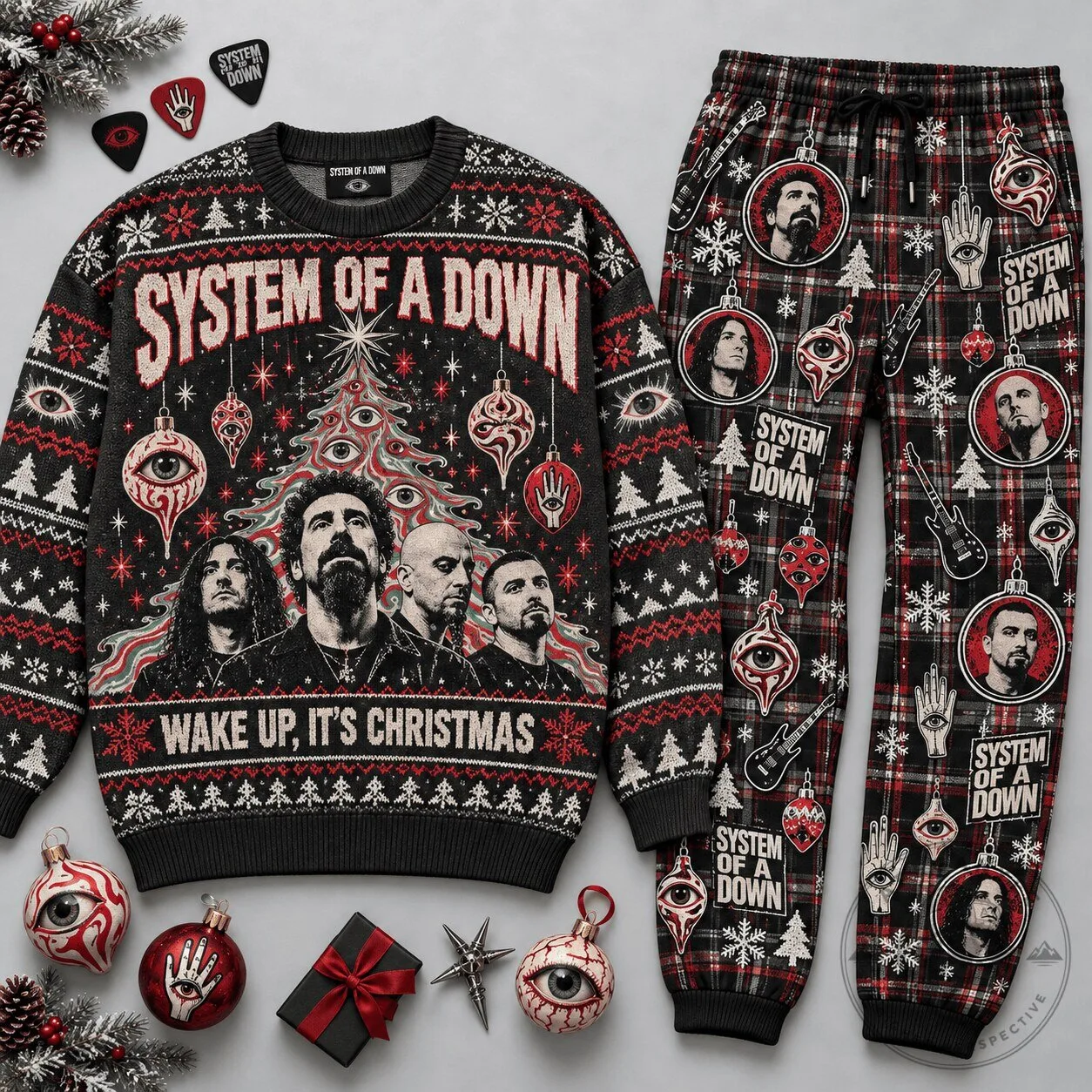 System Of A Down Wake Up Its Christmas Portrait Black Sweatshirt