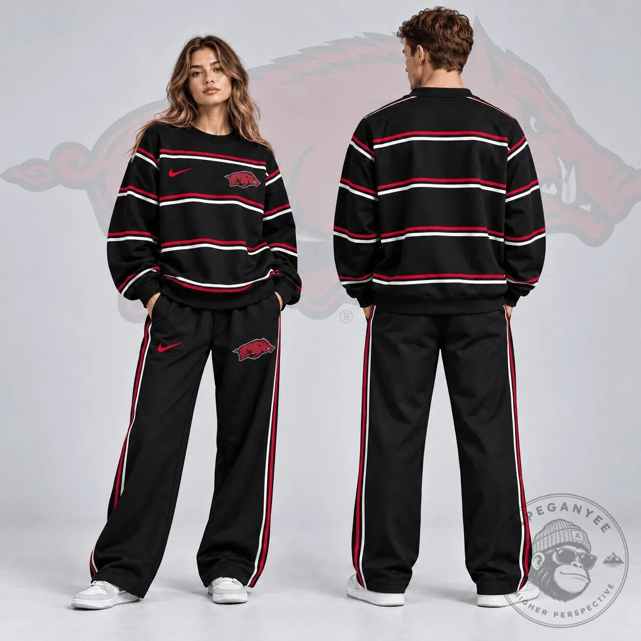 Arkansas Razorbacks Nike Horizontal Stripe Crewneck Sweatshirt for Women