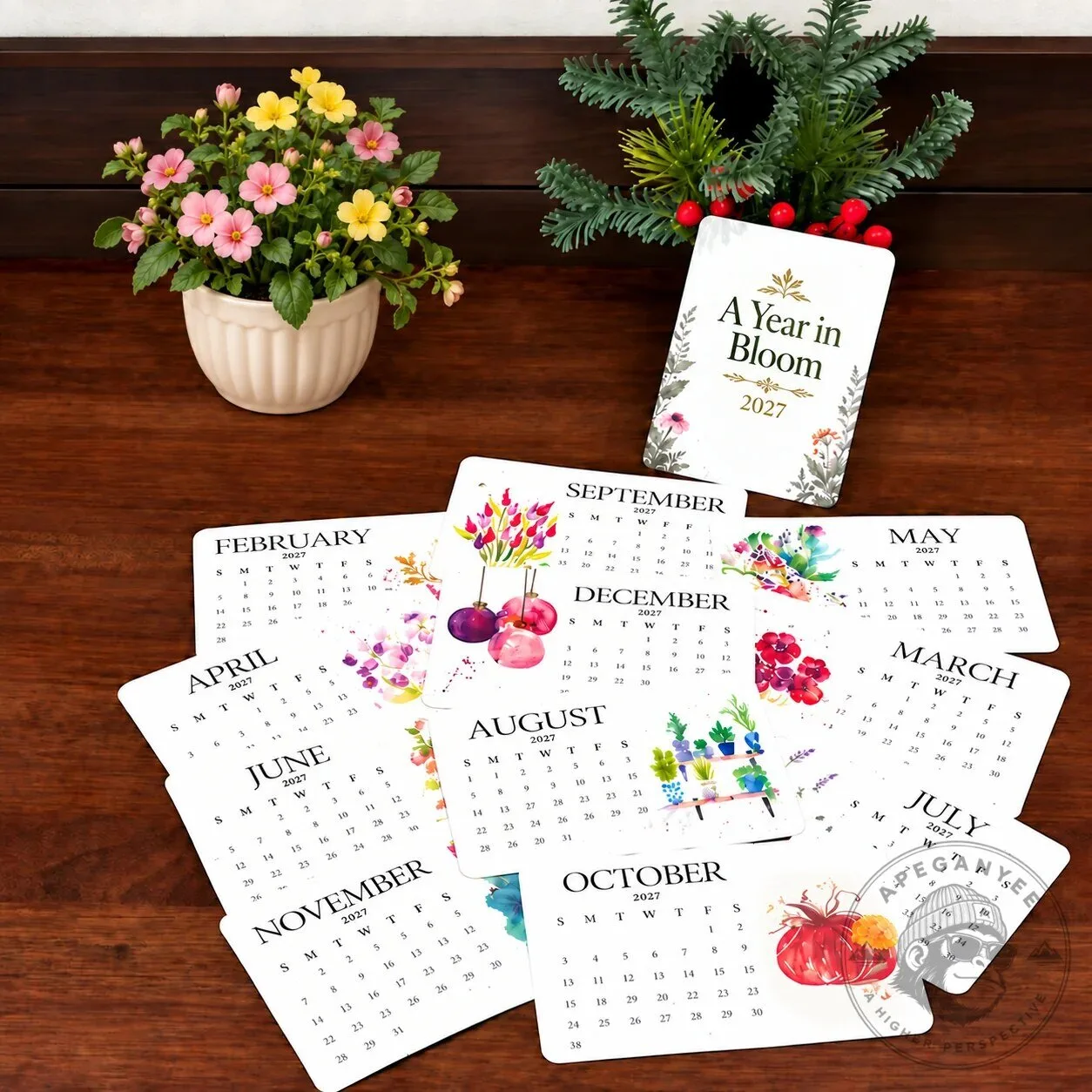 A Year in Bloom Plantable Seed Calendar 2027 Eco-Friendly Desk Planner