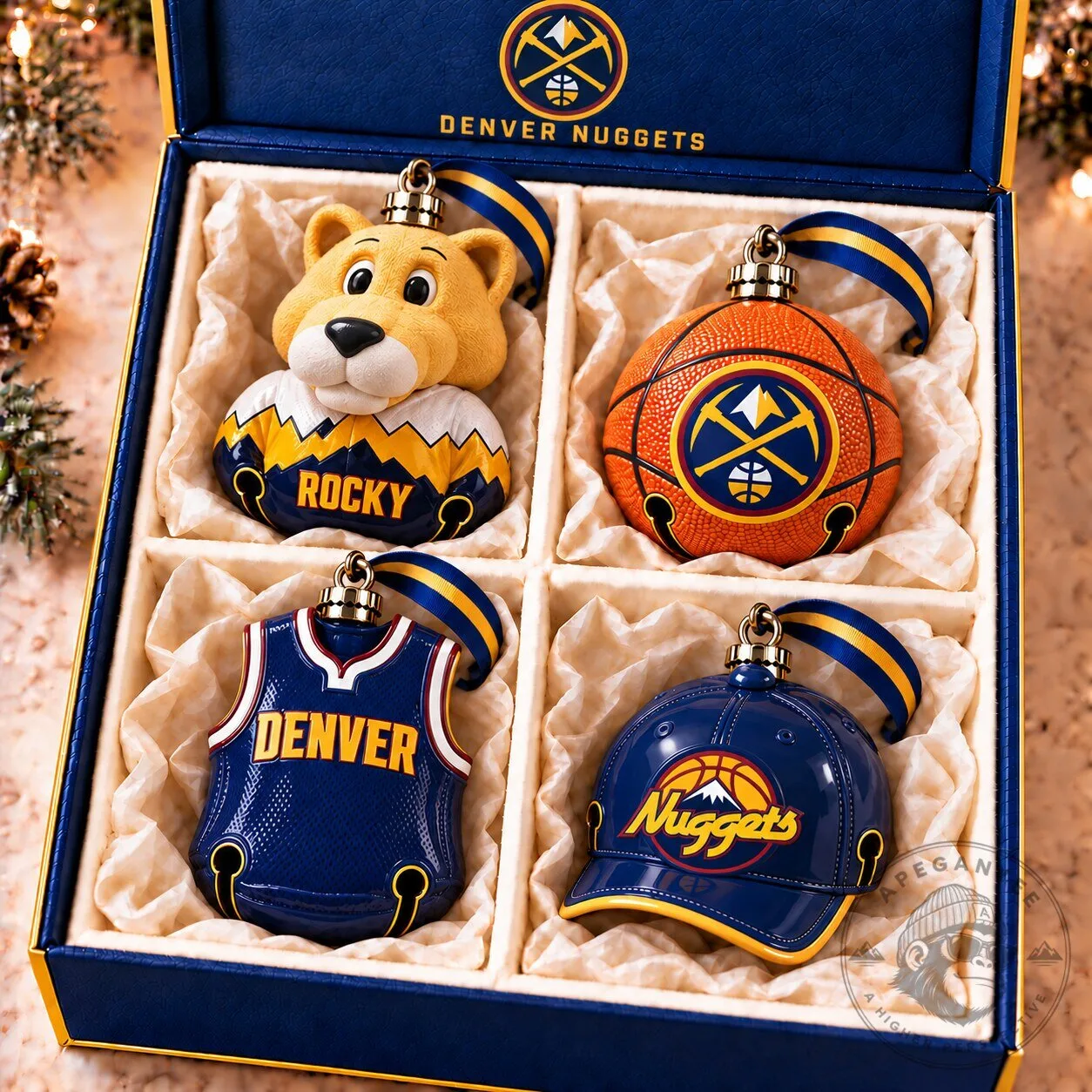 Denver Nuggets Basketball Team Christmas Tree Ornament Set