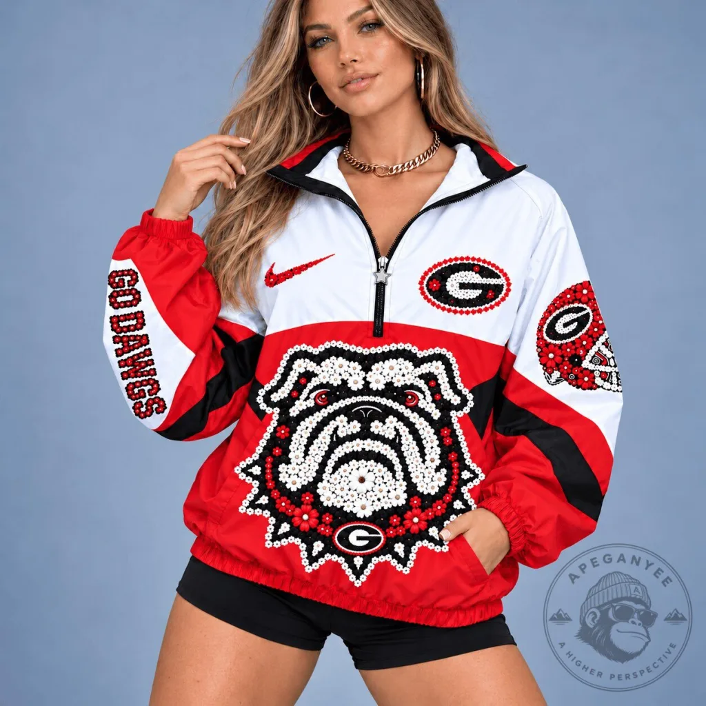 Georgia Bulldogs NCAA Football Team Mascot Quarter-Zip Jacket Georgia Bulldogs NCAA Football Team Mascot Quarter-Zip Jacket