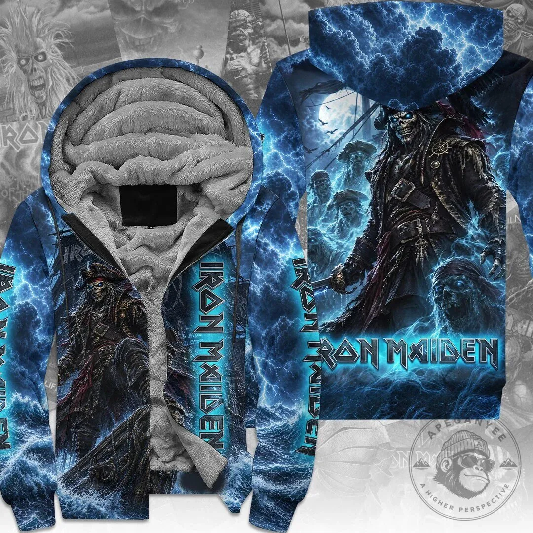 Iron Maiden The Trooper Eddie Skull Pirate Heavy Metal Full Zip Hoodie