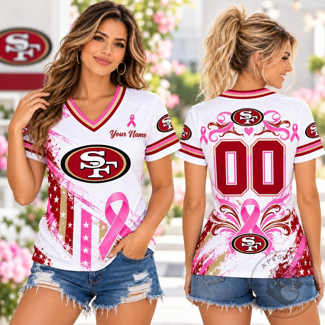 San Francisco 49ers Pink Star Power Spirit Football Jersey