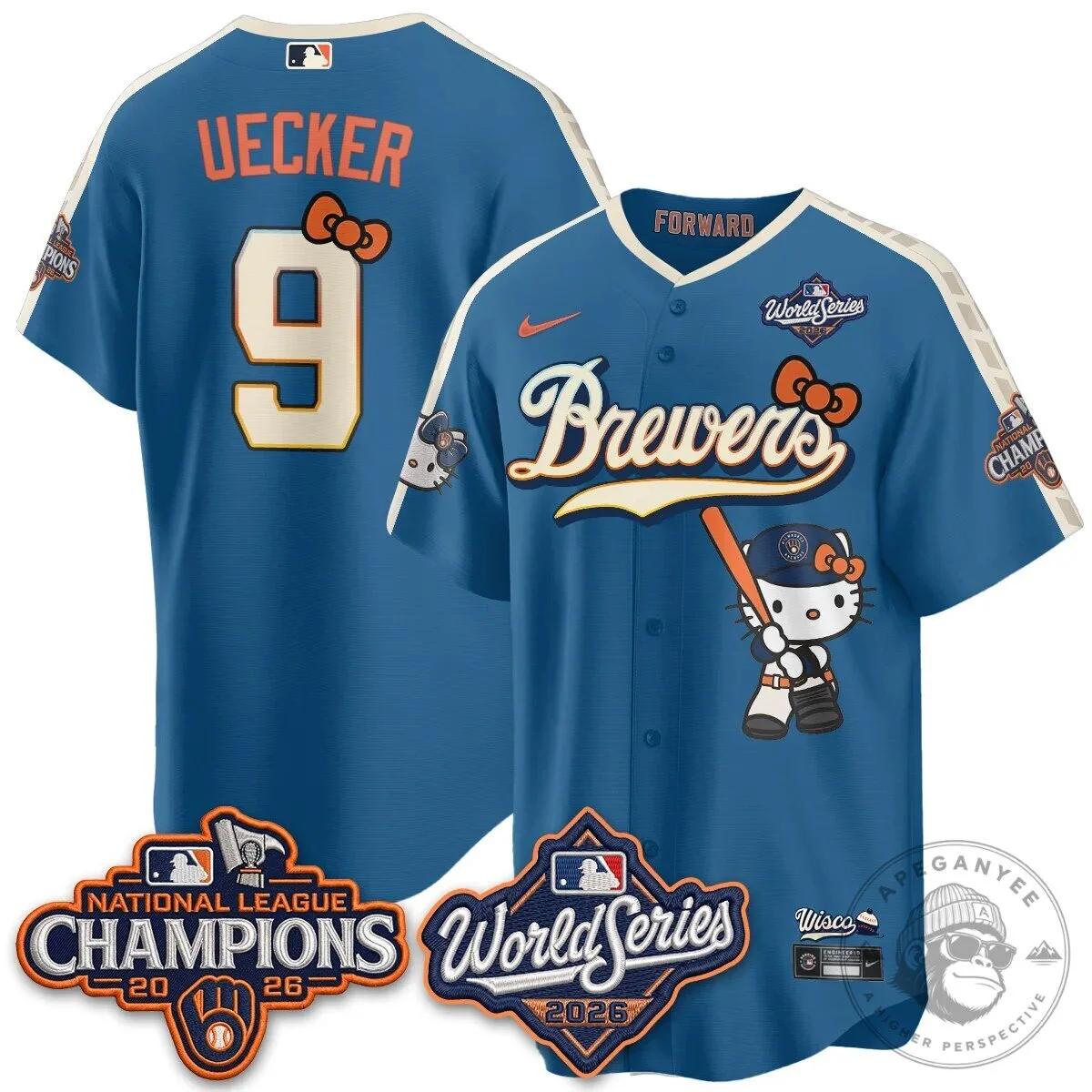 Milwaukee Brewers Hello Kitty National League Champions Baseball Jersey