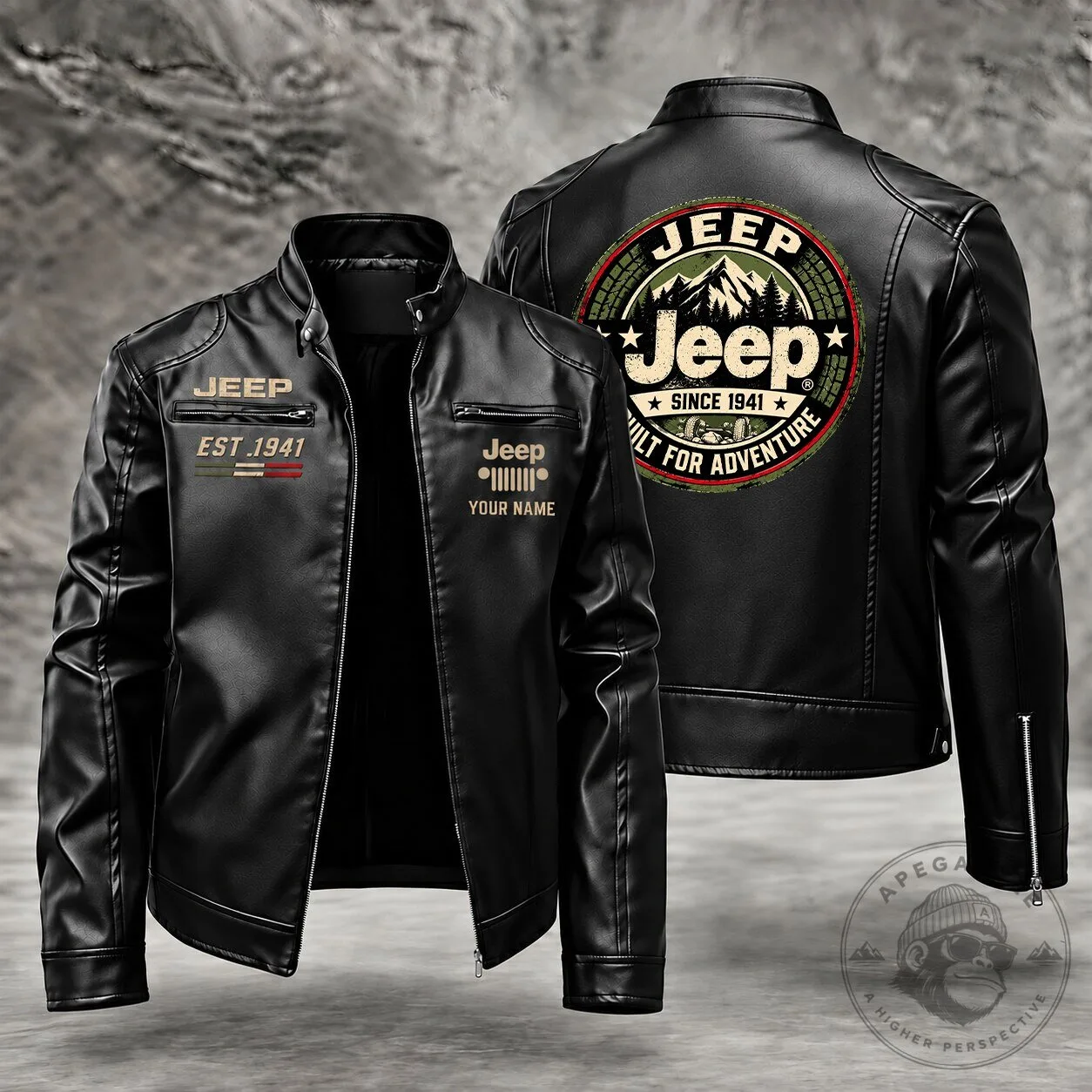 Jeep Since 1941 Built For Adventure Custom Name Leather Jacket