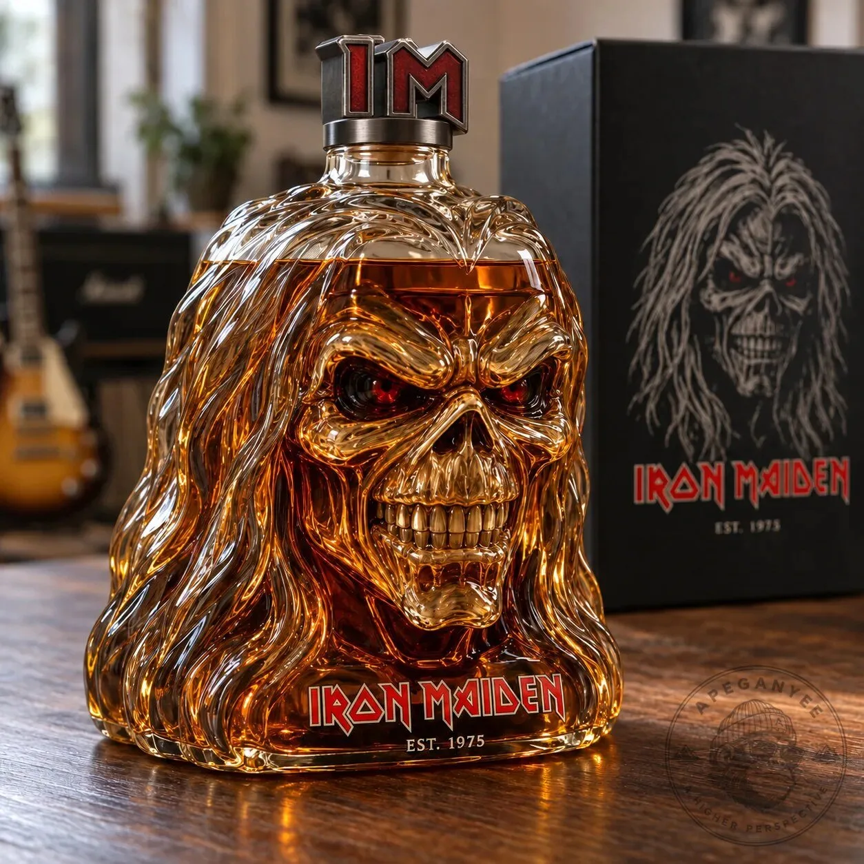 Iron Maiden Eddie The Head Shaped Glass Whiskey Decanter Bottle