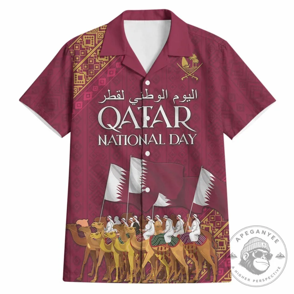 Qatar National Day Celebration Arabian Peninsula Camel Parade Hawaiian Shirt