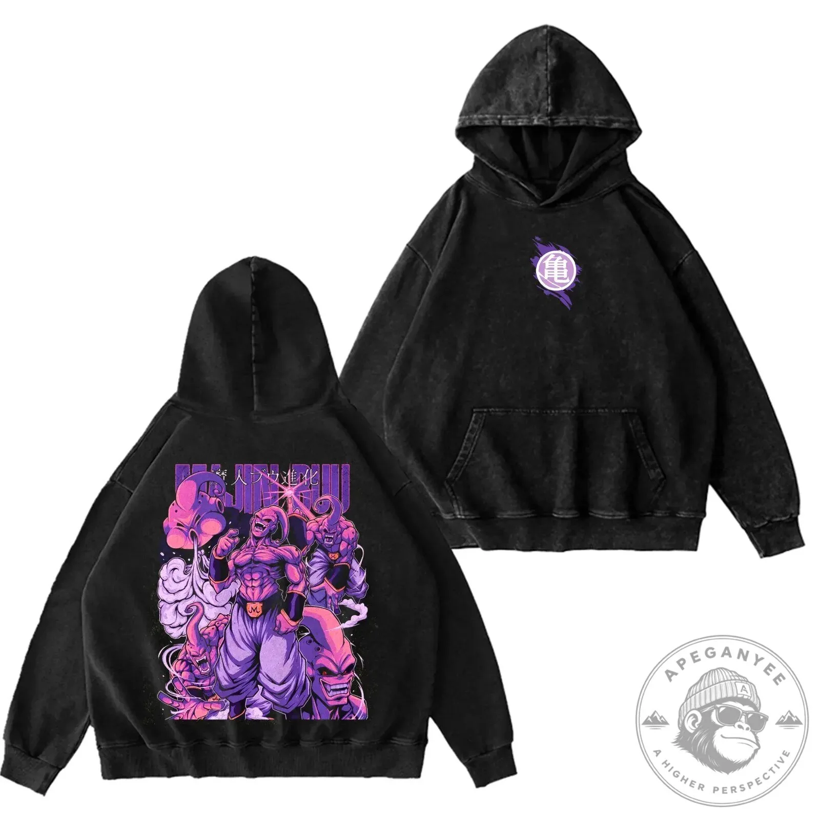 Majin Buu Dragon Ball Z Anime Vintage Washed Hoodie