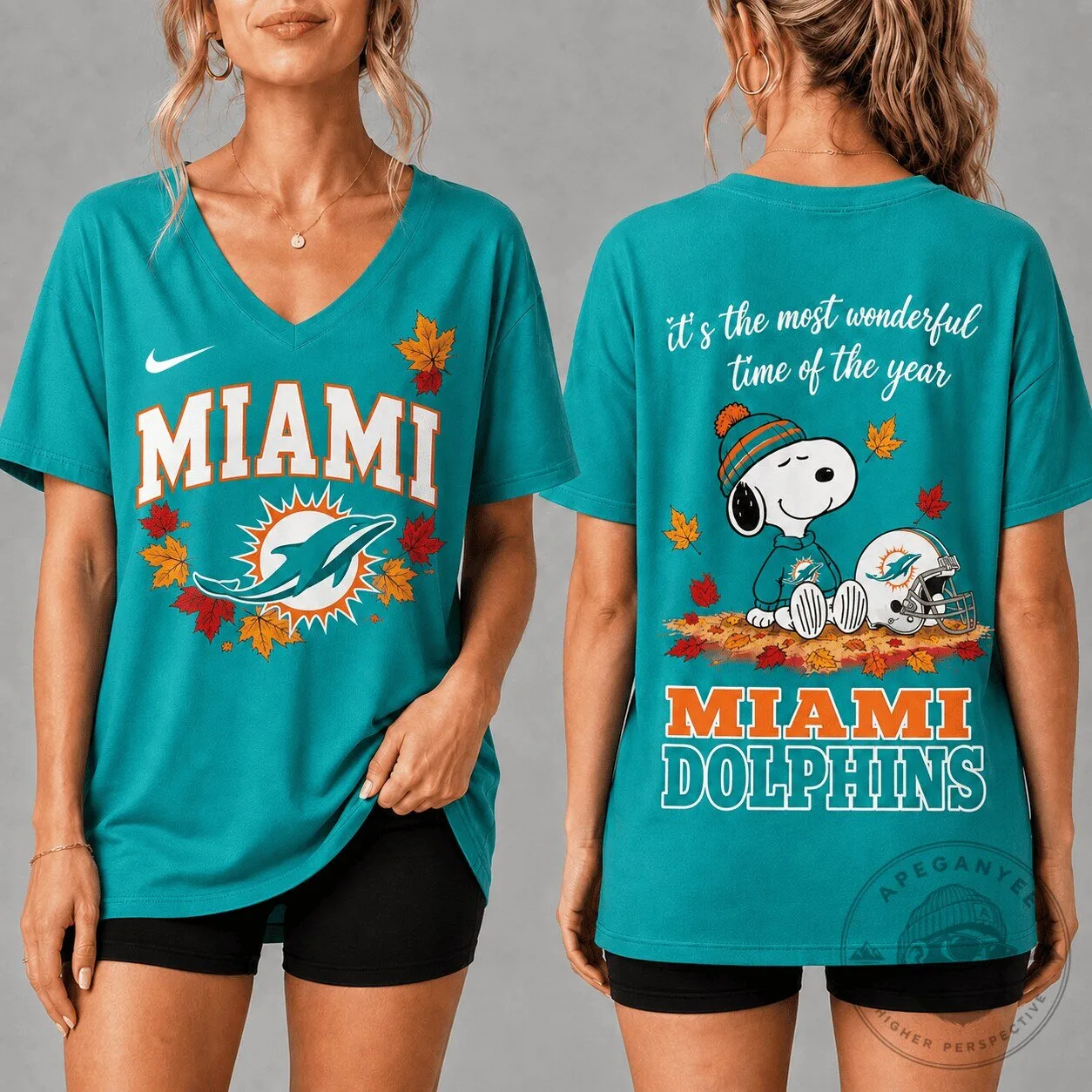 Miami Dolphins Football Fall Season Snoopy Fan T-Shirt