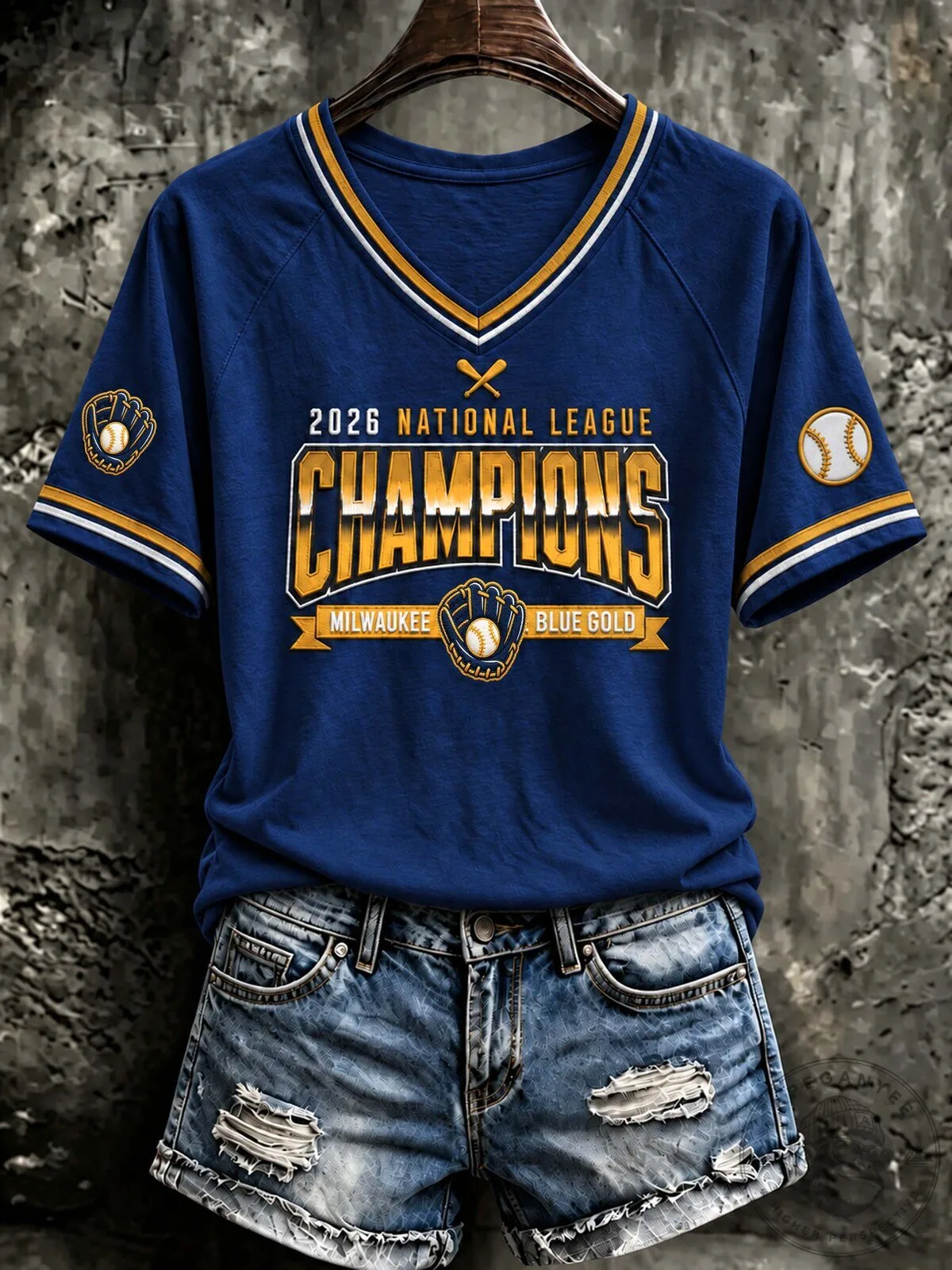Milwaukee National League Champions Blue Gold Baseball Jersey