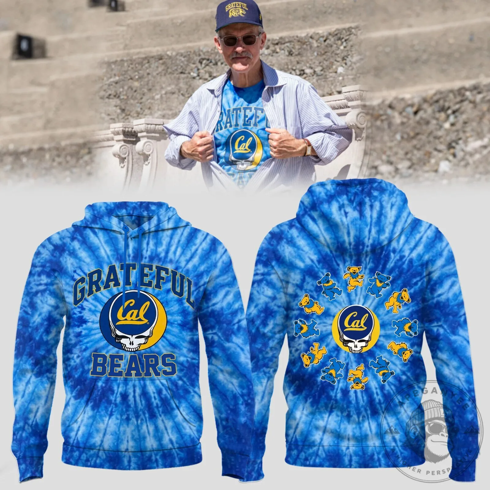 Tie-Dye Hoodie Featuring Grateful Dead for California Golden Bears Football Enthusiasts