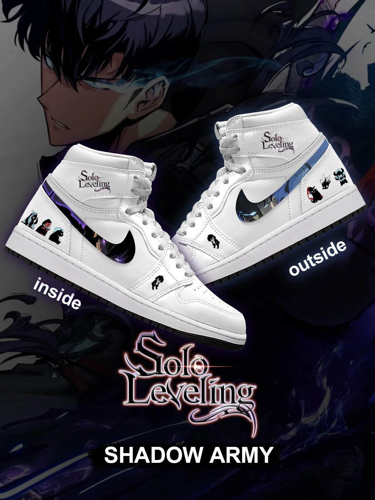 Solo Leveling Shadow Army Sung Jinwoo Custom High-Top Sneakers Shoes