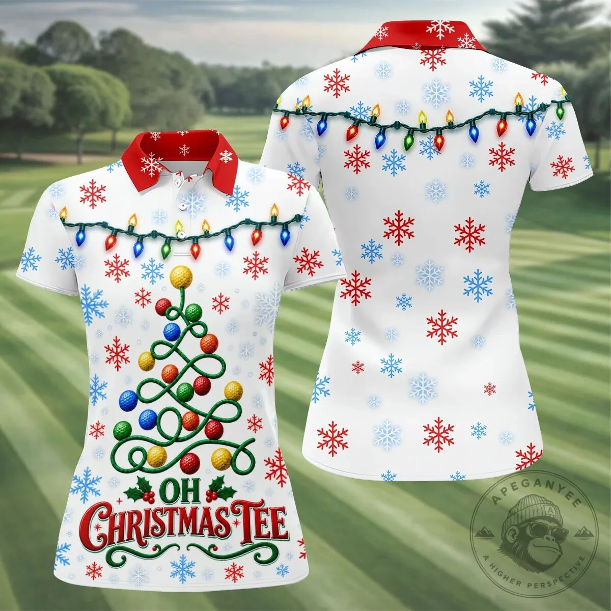 Christmas Golf Ball Tree Women's Sleeveless Polo Shirt 18 Christmas Golf Ball Tree Women