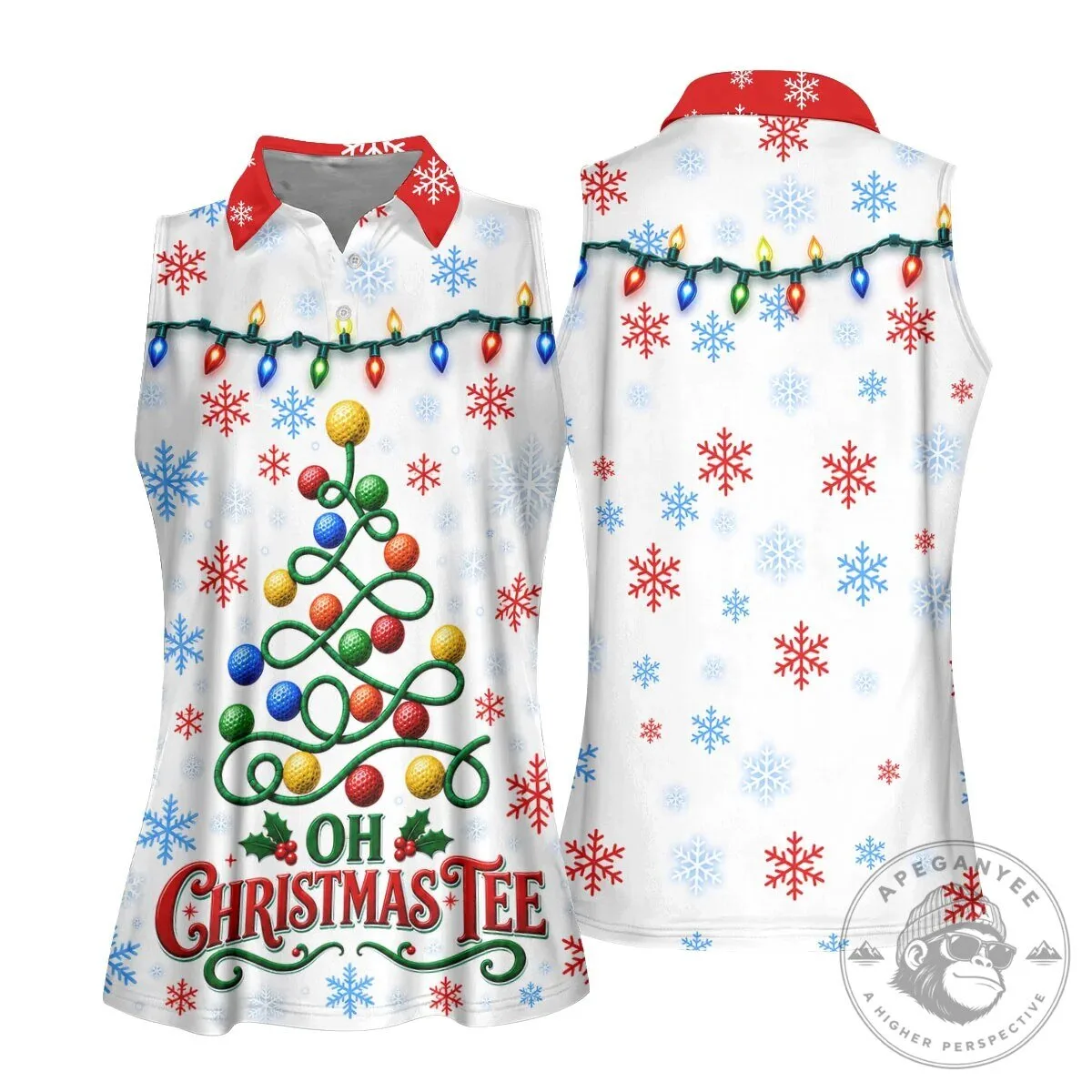 Christmas Golf Ball Tree Women's Sleeveless Polo Shirt 21 Christmas Golf Ball Tree Women